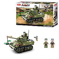 Конструктор Sluban Army WW2 M38-B0856 Американский легкий танк M5 Stuart, 344 детали