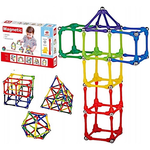 Конструктор магнітний JH8943, 40 деталей – розвиток творчості та логіки дітей!