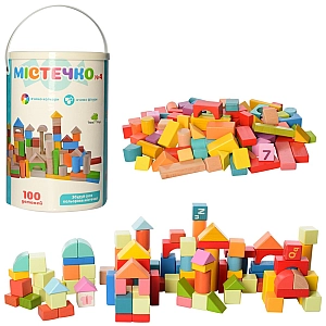 Конструктор деревянный Городок, деревянные кубики для малышей, 100 деталей MD2358