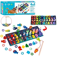 Розвиваючий сортер дерев'яний монтесори цифри магнітна рибалка MD2772