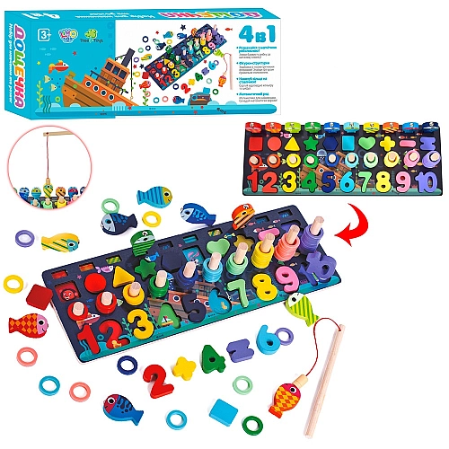 Розвиваючий дерев'яний сортер Монтесорі з магнітною рибалкою MD2772