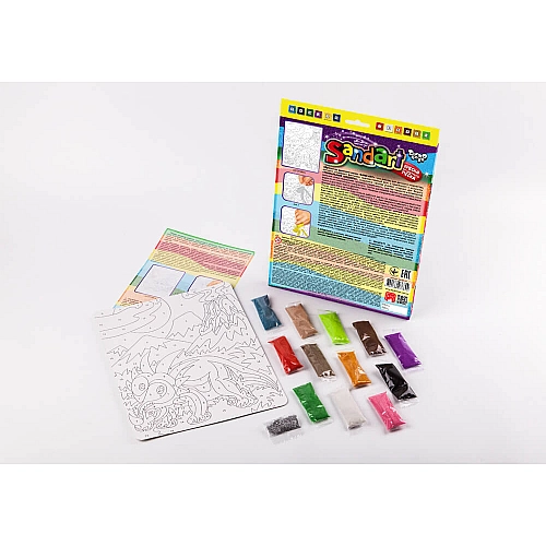 Картина цветным песком и глитером по номерам Фреска Sand Art Динозавр SA-01-07