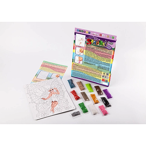 Картина цветным песком и глитером по номерам Фреска Sand Art Фея SA-01-09