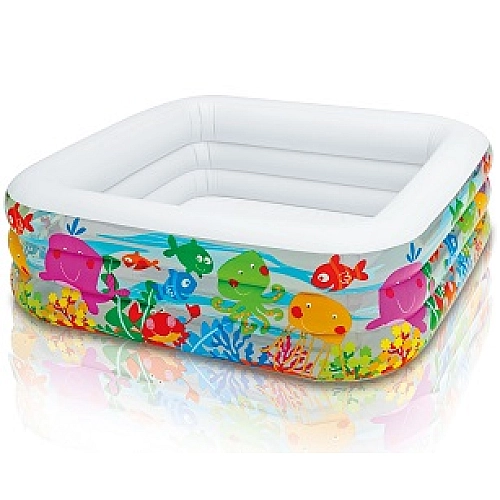 Дитячий надувний басейн "Акваріум" 57471, 159х159х50см, 424л, від 3 років