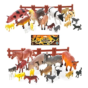 Набір фігурок домашніх тварин H639-1-2 — 15 тварин та паркан (в асортименті)