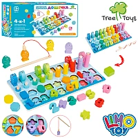 Дерев'яний сортер Tree Toys MD 1891 4 в 1 з магнітною риболовлею, цифрами, геометричними фігурами та кільцями