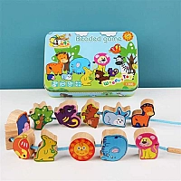 Дерев’яна шнурівка С 74547 (120) тематичні дерев'яні фігурки, шнурок з дерев’яним краєм, в боксі