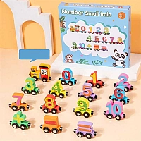 Потяг магнітний C74241 (40) загальна довжина 100 см, дерев’яні цифри та арифметичні знаки на колесах, з магнітами