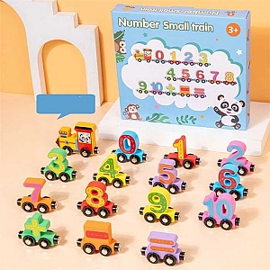 Потяг магнітний C74241 (40) загальна довжина 100 см, дерев’яні цифри та арифметичні знаки на колесах, з магнітами