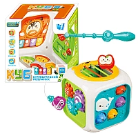 Куб "Інтерактивний розумник" 30671 (32) WToys, Українське озвучення, Вивчаємо цифри, Скоромовки, Казки, Зіграй мелодію, пісеньки, барабанчик, підсвічування, магнітна риболовля, сортер, пальчикові ігри