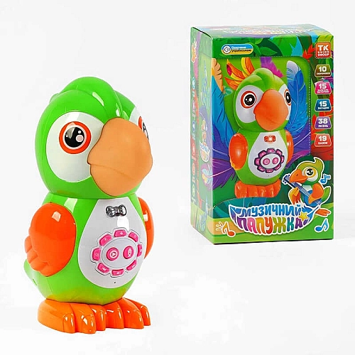 Музичний папужка 45158 TK Group, Українське озвучення, пісні, казки, скоромовки, загадки, вікторина, підсвічування, запис голосу, сенсорні датчики