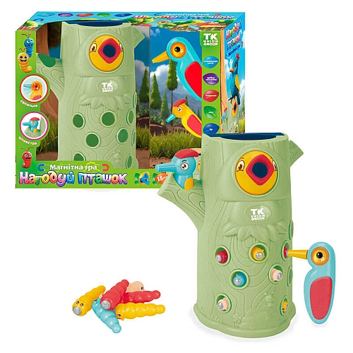 Магнітна гра Нагодуй Пташок 75583 TK Group, звук, підсвічування, мелодія, 2 пташки, 9 черв’ячків