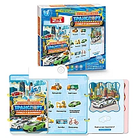 Інтерактивна книга "Транспорт" 36125 (48) WToys, Українське озвучення, звукові ефекти, цікаві факти, сенсорні кнопки, гра з липучками, дошка для малювання, маркер