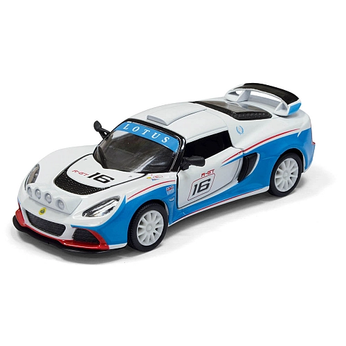 Машинка металева інерційна Kinsmart 1:32 2012 Lotus Exige R-GT (Лотус) KT5362W / Біло-блакитний