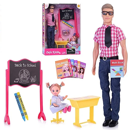 Ігровий набір Лялька Defa Kevin Вчитель та Учениця 30 см, 8368 - розвиток у грі!