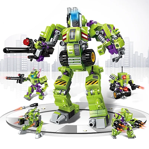 Конструктор QMAN 1802: Робот-трансформер 4 в 1 - 4 унікальні моделі!