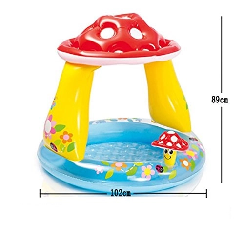 Дитячий надувний басейн "Гриб Мухомор" 102х89см, з навісом, 1-3 роки