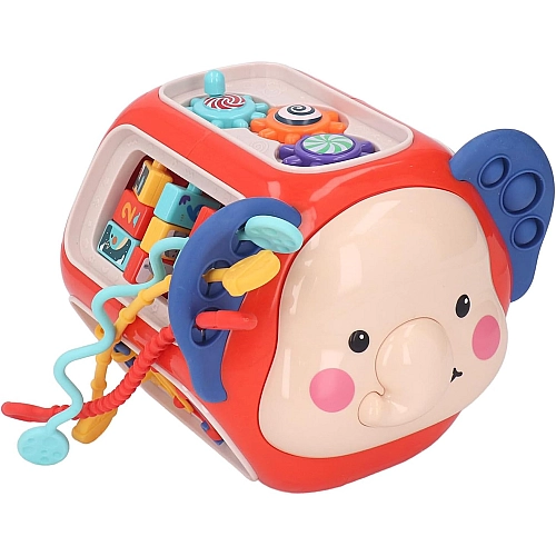 Сортер монтесорі 12в1 музична розвиваюча тактильна бізіборд іграшка Слон 919-1 (Червоний)