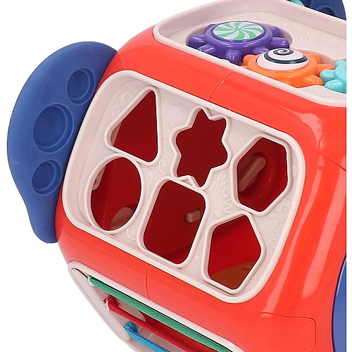 Сортер монтесорі 12в1 музична розвиваюча тактильна бізіборд іграшка Слон 919-1 (Червоний)