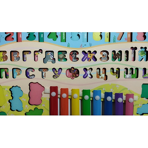 Деревянная игрушка Центр развивающий MD 1695-UA: Рыболовство, Цифры, Буквы и Музыка