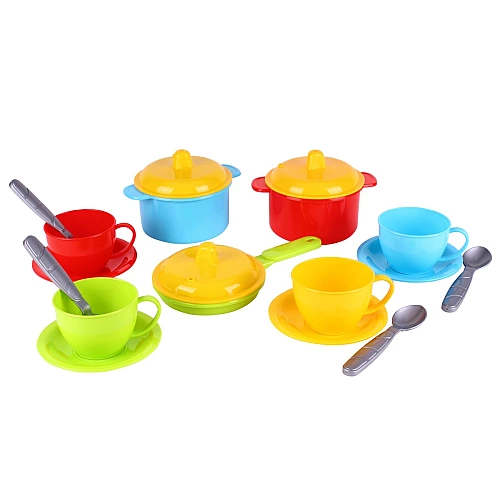 Игровой набор посуды Маринка 1 ТехноК (арт. 0687): кастрюли, сковорода и чайный сервис на 4 персоны