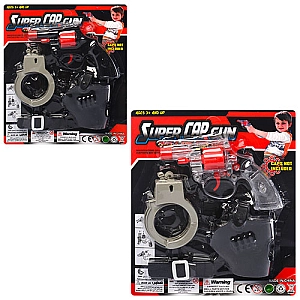 Набір поліцейського 138-9-10 пістолет-на пістона, наручники, кобура, 2 види, на аркуші 20-24-3см