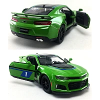 Металлическая машинка Kinsmart 1:38 Chevrolet Camaro ZL1 2017 KT5399WF инерционная, цвет Зеленый с принтом