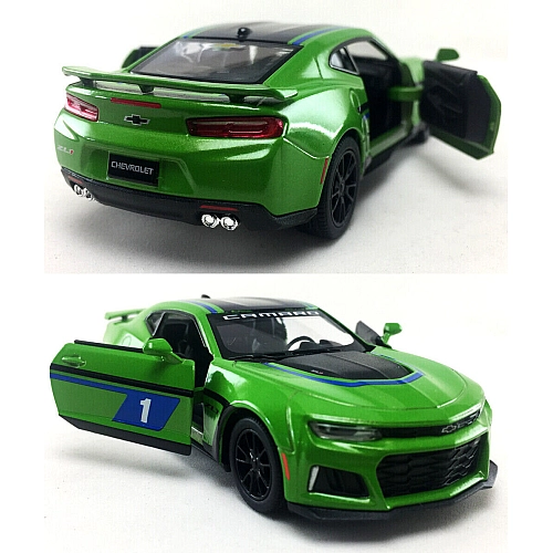 Металлическая машинка Kinsmart 1:38 Chevrolet Camaro ZL1 2017 KT5399WF инерционная, цвет Зеленый с принтом