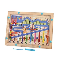 Дерев'яна іграшка Магнітний лабіринт MD0753 навчальна гра-сортер з кульками та магнітною ручкою