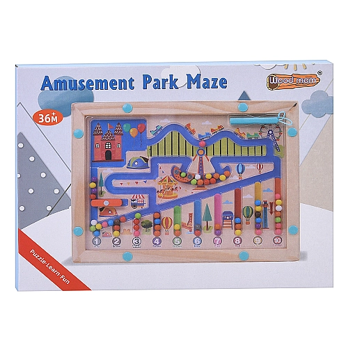 Дерев'яна іграшка Магнітний лабіринт MD0753 навчальна гра-сортер з кульками та магнітною ручкою