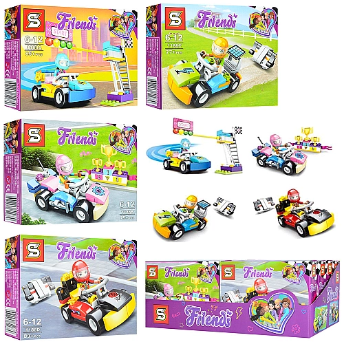 Конструктор SY1188 FRN, гоночна машинка, фігурка, від 75 дет, кор, 8шт (4 види) в дисплеї 37-18-14см