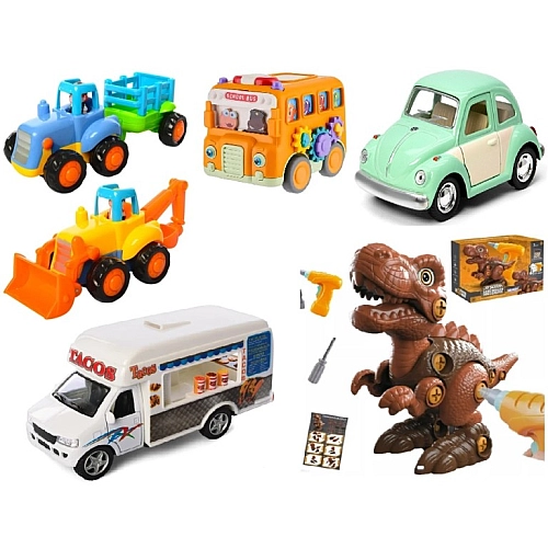 Дитячий набір з 5 машинок та конструктором Тиранозавр 1347