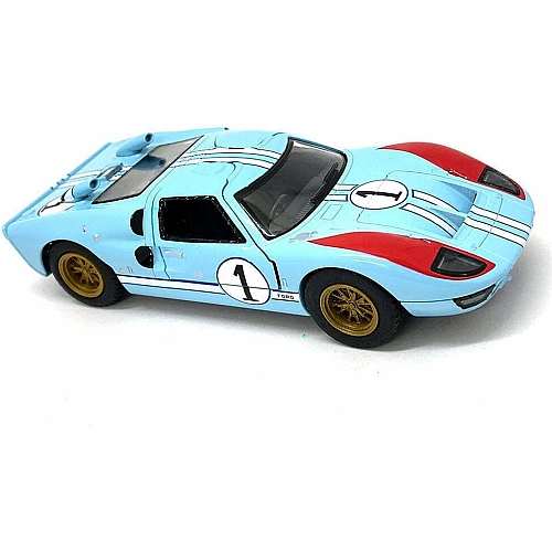 Машинка металлическая Kinsmart 1:32 1966 Ford GT40 MKII KT5427WF инерционная, дверь открывается / Голубой