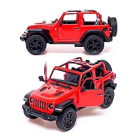 Машинка металева Kinsmart 1:34 2018 Jeep Wrangler KT5412WA інерційна, двері відчиняються / Червоний з відкритим верхом