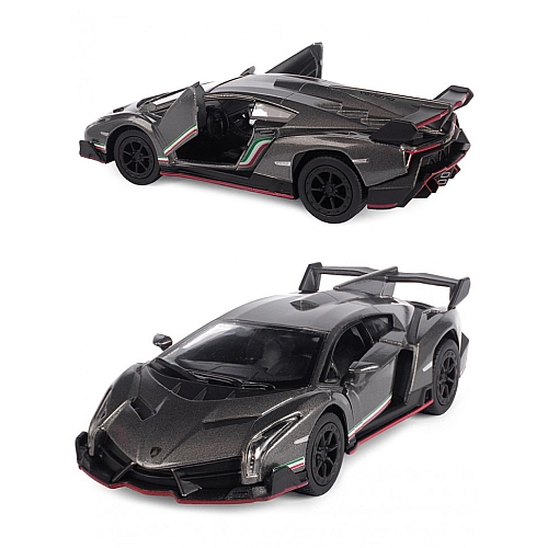 Машинка металева Kinsmart 1:36 Lamborghini Veneno KT5367W (СІРИЙ)