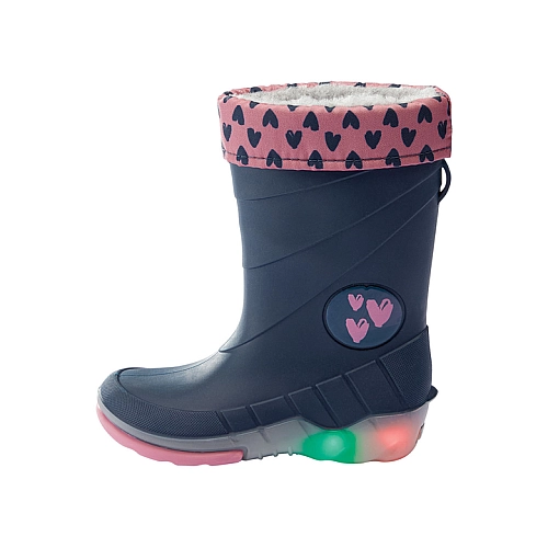 Гумові чоботи з підсвічуванням для дівчинки Lupilu 3M Scotchlite™ 24-25 Синій (Рож. серд.)