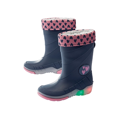 Гумові чоботи з підсвічуванням для дівчинки Lupilu 3M Scotchlite™ 24-25 Синій (Рож. серд.)