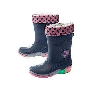 Гумові чоботи з підсвічуванням для дівчинки Lupilu 3M Scotchlite™ 26-27 Синій (Рож. серд.)