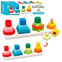 Дерев'яна іграшка Геометрика MD1216, 27см, фігури 16 шт, в коробці, 28-8-8см