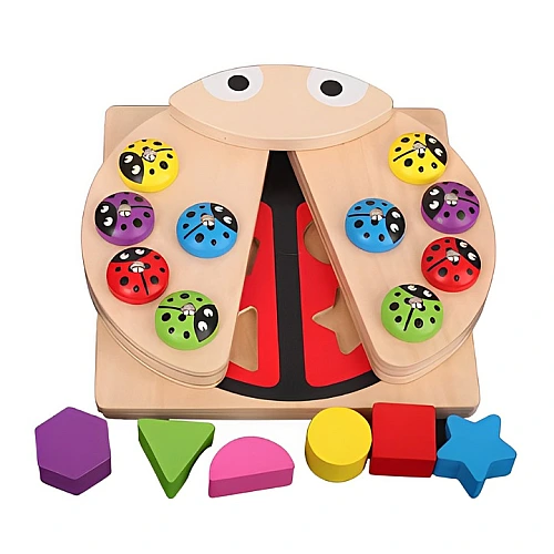 Дерев'яний сортер 2в1 Limo Toy Tree Toys MD 1876 «Сонечко» з магнітною риболовлею, 5 фігур, 10 комах