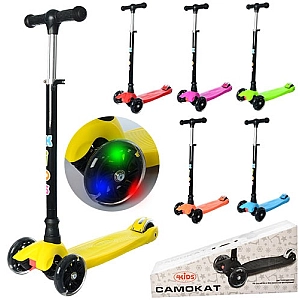 Самокат триколісний 3-060-5 колеса зі світлом, колір БЛАКИТНИЙ