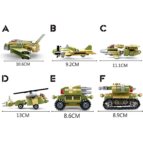 Конструктор Sluban Army M38-B0636 King of Land Forces, трансформер 6 в 1, 448 деталей