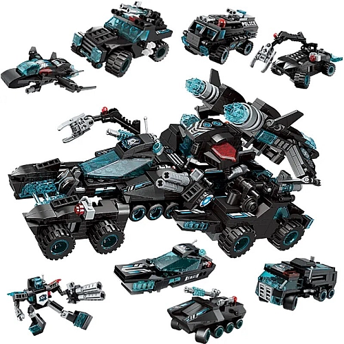 Конструктор Qman 8в1 Поліція-Трансформер, 714 деталей, Спецтехніка