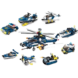 Конструктор Qman 1801 поліція, транспорт, 8в1, 8шт (8 видів)