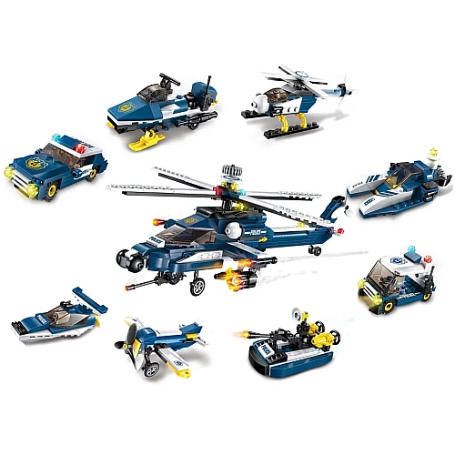 Конструктор Qman Поліція 8в1: Транспортні Пригоди, 8 Видів (1801)