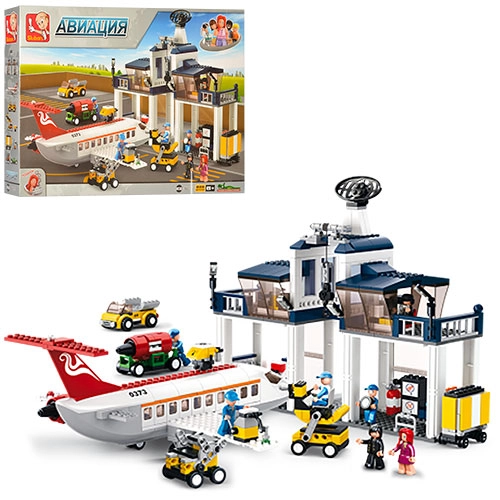 Конструктор Sluban "Авиация": Самолет и аэродром, 826 деталей, от 6 лет