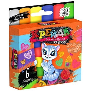 Крейда для малювання на асфальті  тонка  6 кольорів укр. /60