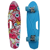 Пенні борд Скейтборд пластиковий з ручкою для дітей з принтом і колесами, що світяться MS0462-3