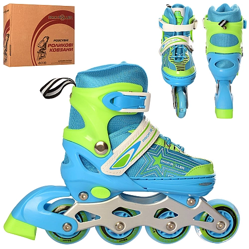Раздвижные роликовые коньки A 4138-S-BL для детей, размер 31-34, синие