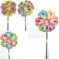Вітрячок дитячий M 6241 «Єдиноріг та друзі» (діаметр 24 см, паличка 40 см)
